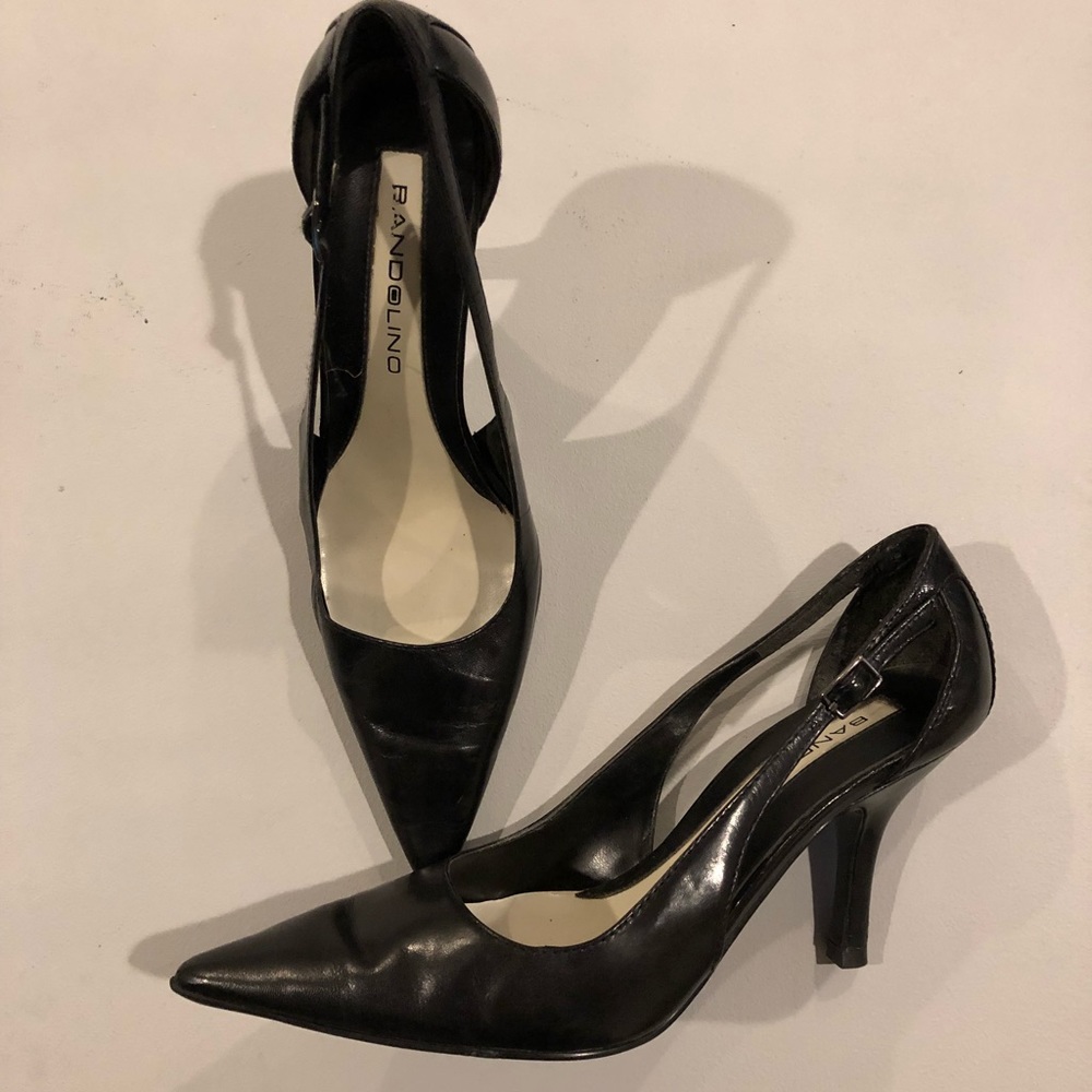 Black leather heels